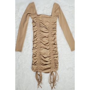 Ruched Drawstring Mini Dress